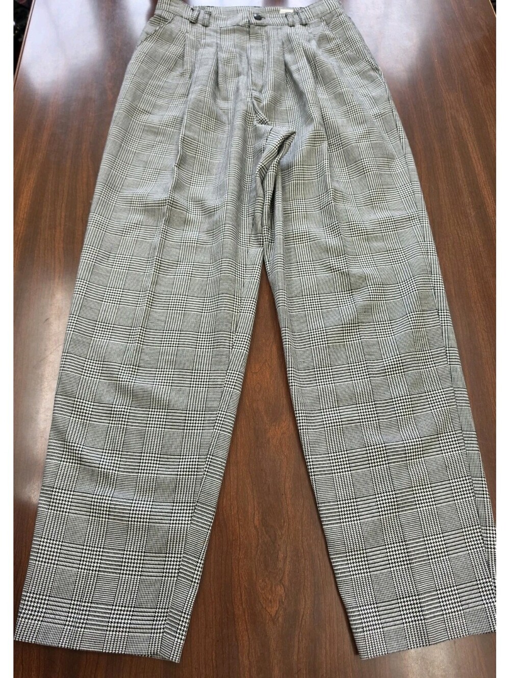 Fundamental Things Size 12 Black White Glen Plaid Career Pants Straight Leg